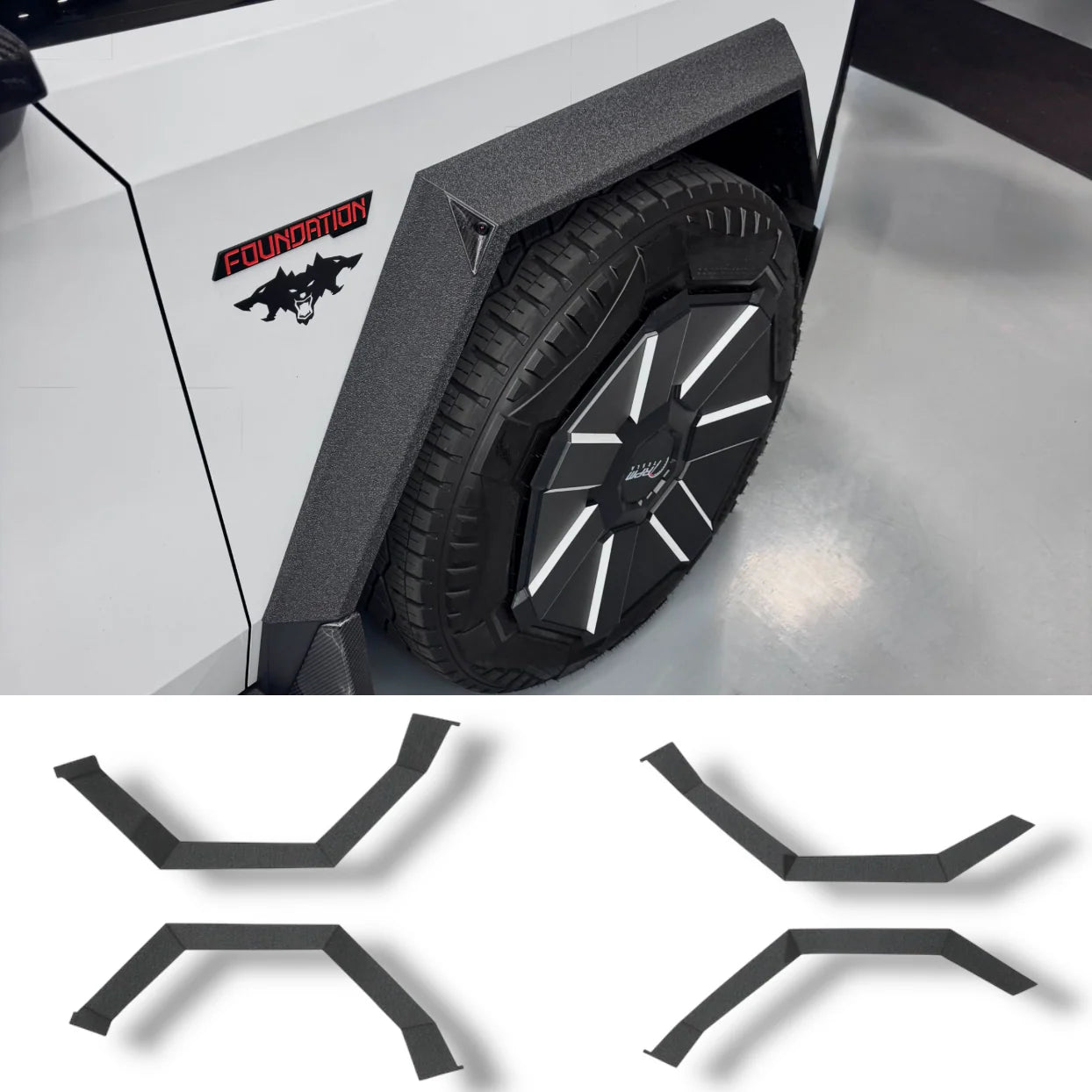 Tesla Cybertruck Fender Flare Protection Kit – Textured Vinyl Armor (20-Piece Set) | Spray-On Bed Liner Style Wrap for All Four Wheel Arches (2023–Present)