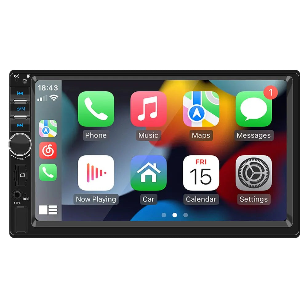 Universal CarPlay Android Auto 7Inch car radio with features for Ford, VW Golf, and more.