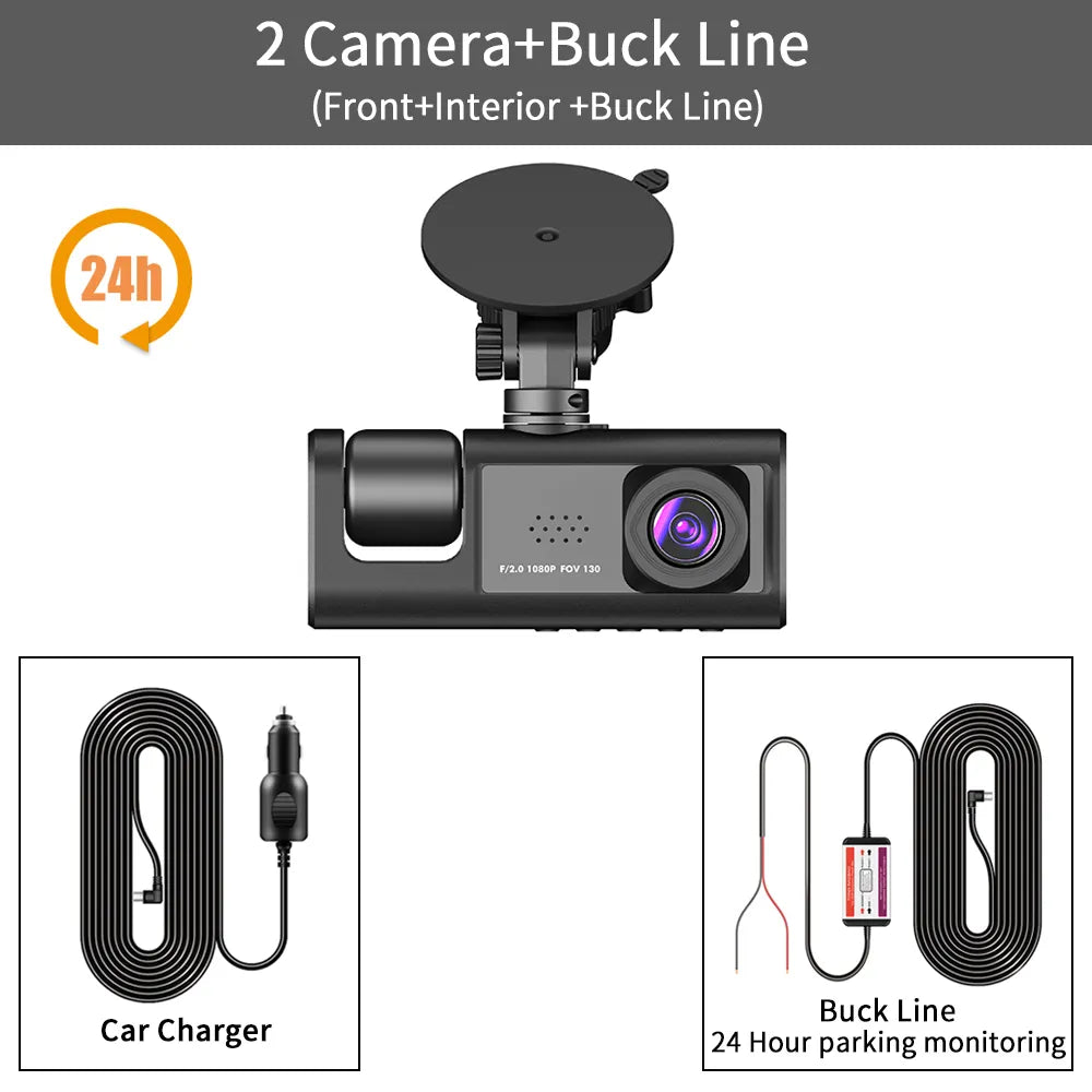 3 Channel Car DVR, The 3-channel car DVR features HD 1080P resolution and three lenses for simultaneous inside vehicle recording.