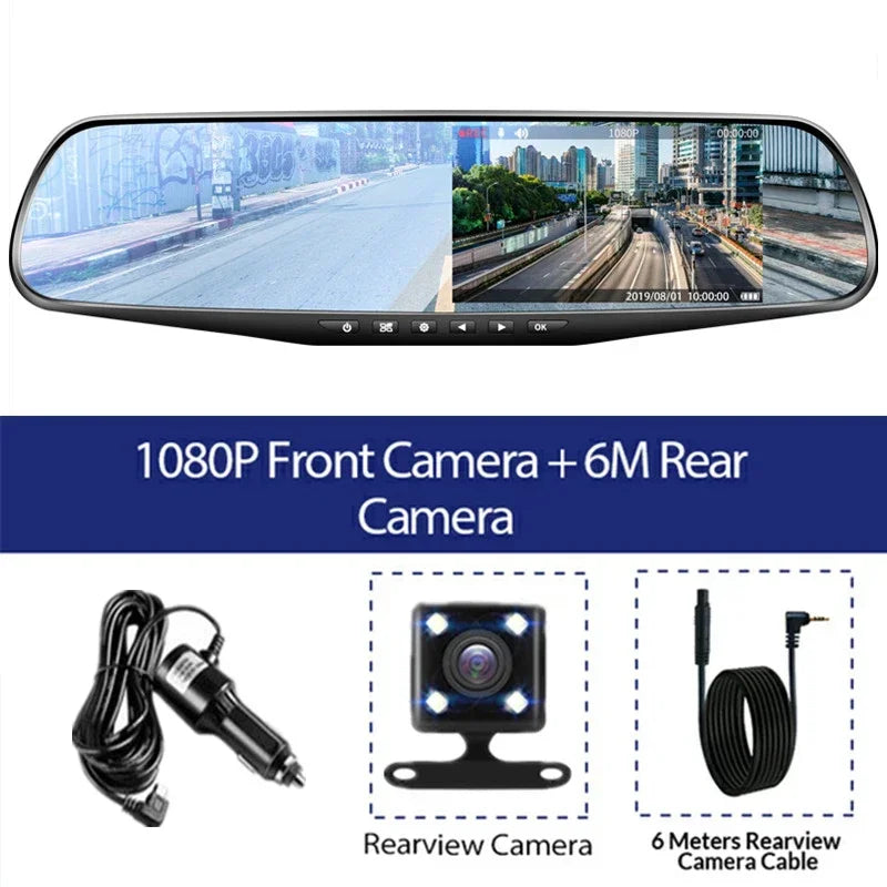 4.3 Inch Driving Recorder Car DVR, 4.3 inch driving recorder with dual lens car DVR, recording in 1080P IPS resolution for road incident capture.