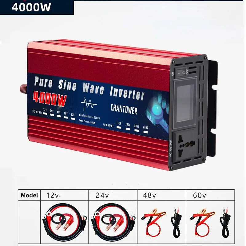 Pure Sine Wave Inverter, This sine wave inverter converts 12V/24V DC power to AC output for car, solar panel, or emergency use.