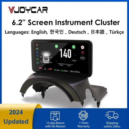 2023 New Model 3 Y 6.2'' HUD, Product title: 2023 Model 3 Year HUD Screen and dashboard cluster instrument for Tesla modification car accessories with English support.