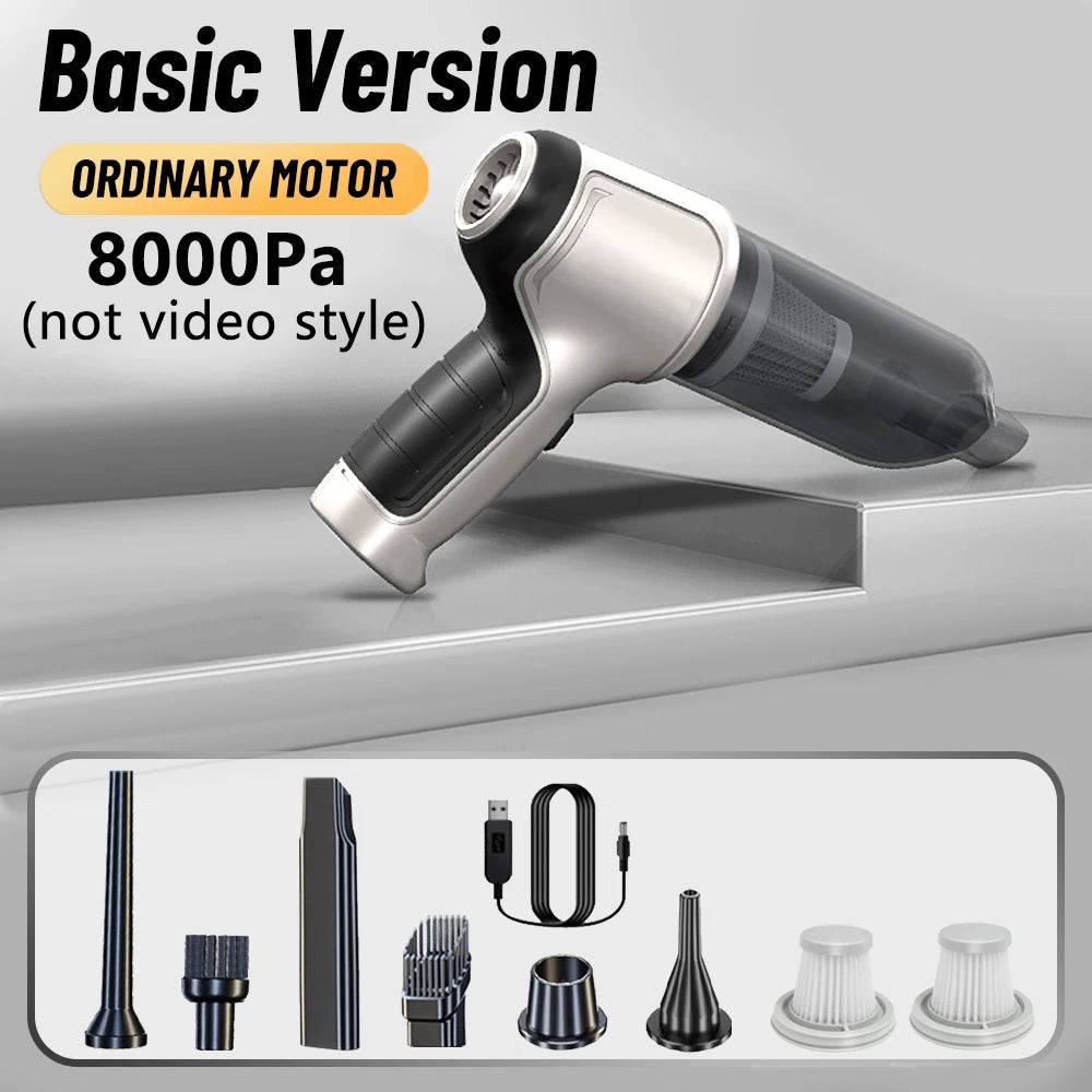 95000PA Home Appliance Car Vacuum Cleaner, Home appliance car vacuum cleaner with wireless handheld and blow 2-in-1 portable strong suction cleaner.
