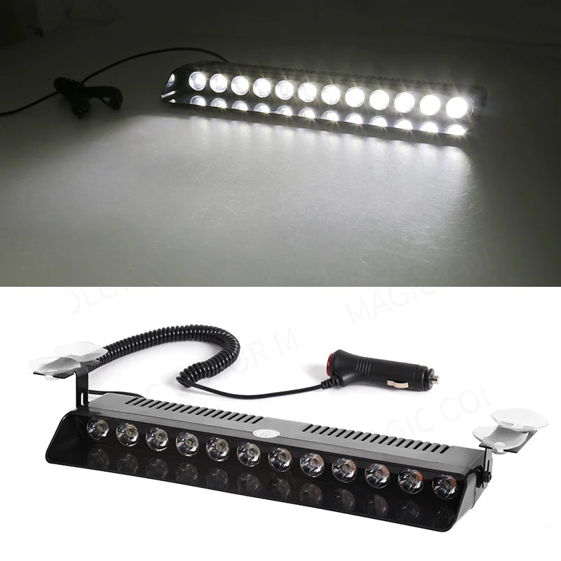 12 LED Car Strobe Lights Emergency Warning Lamp Auto Flash Parking Signal Windshield Red Blue Yellow White Waterproof 12V 12W