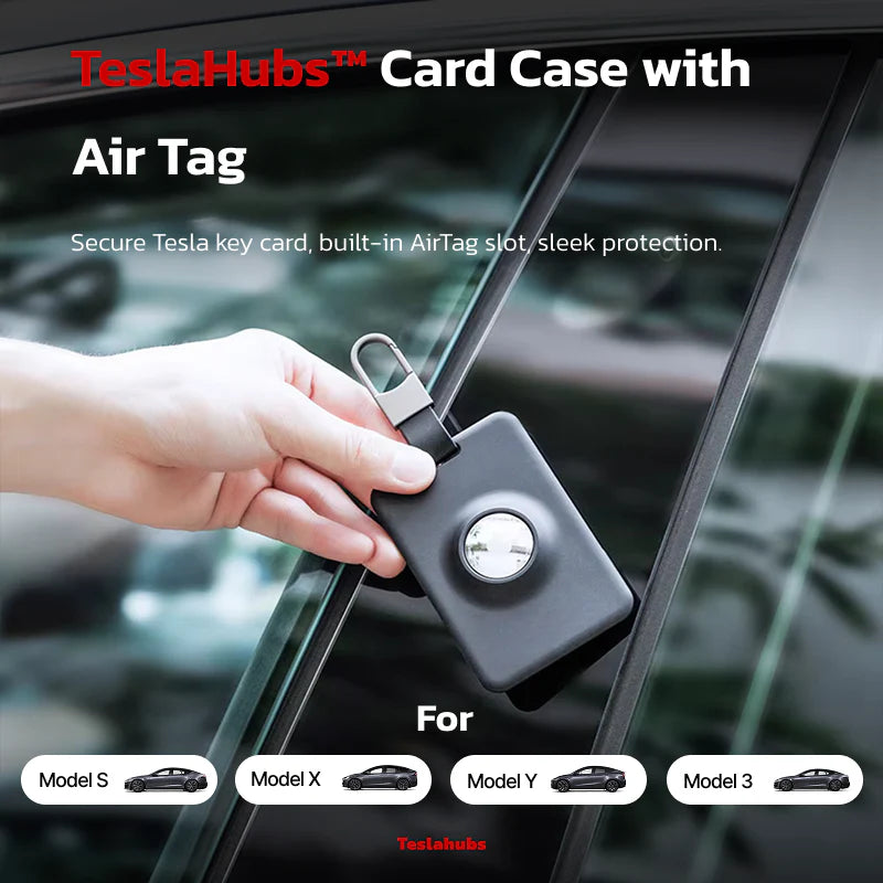 Tesla Key Card Case with AirTag Holder – Protective Anti-Loss Cover for Tesla Key Card (AirTag Not Included)