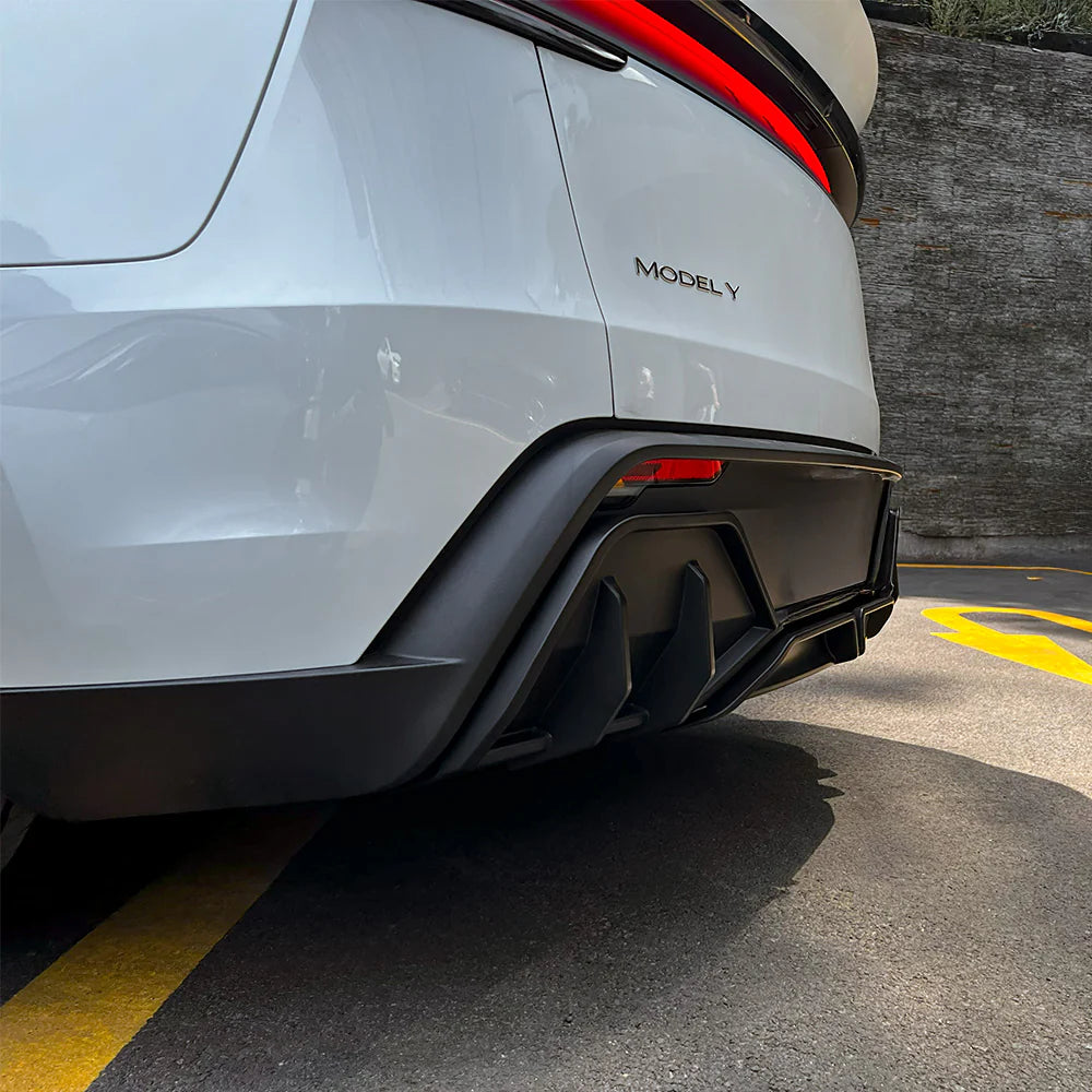 Rear Diffuser Kit for Tesla Model Y Juniper 2026+ (Standard & Long Range) – 3PCS ABS Aerodynamic Rear Bumper Lip Spoiler, No-Drill Installation