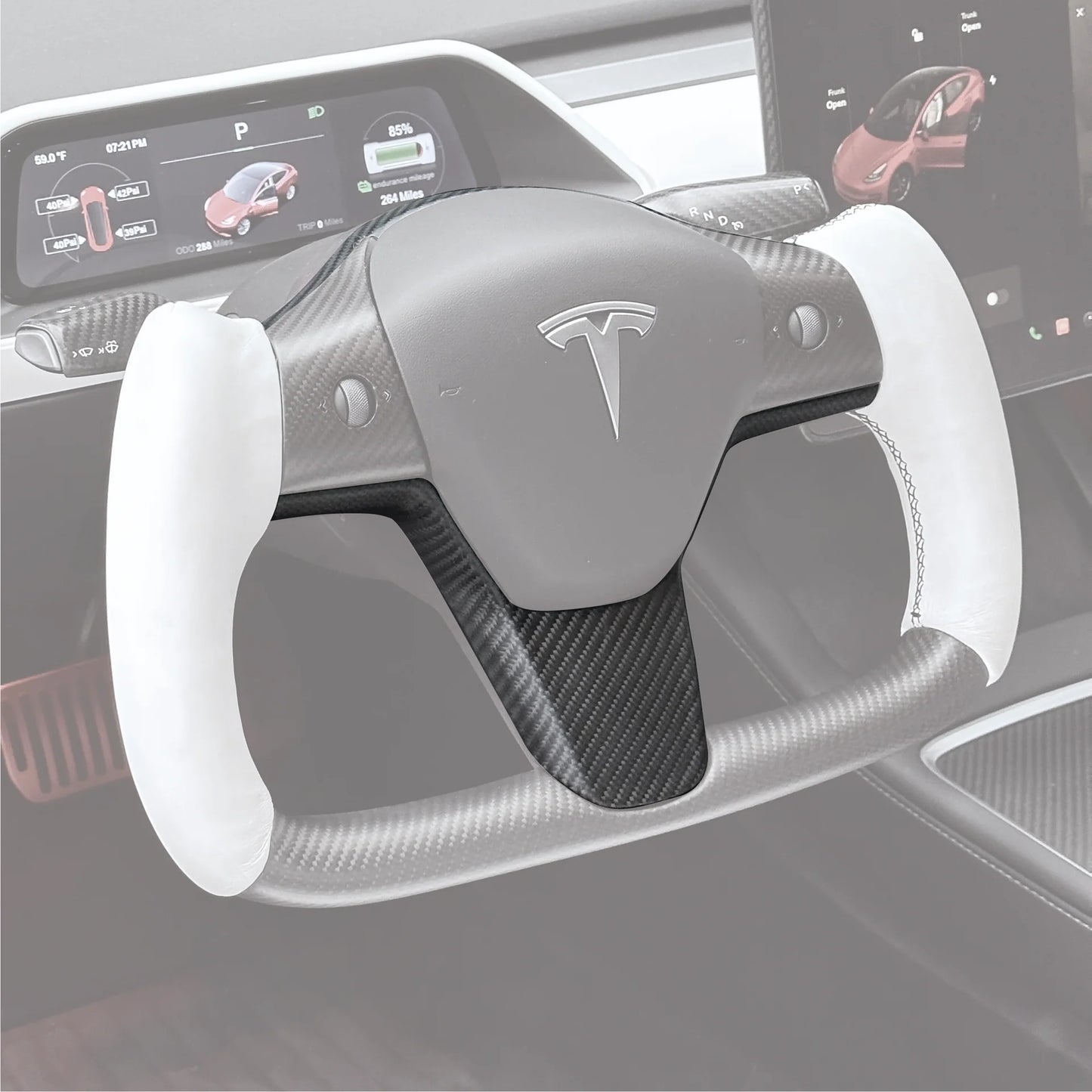 Tesla Model 3 (2017–2023) & Model Y (2020–2024) Steering Wheel Bezel Upgrade – Real OEM Molded Carbon Fiber Replacement Trim