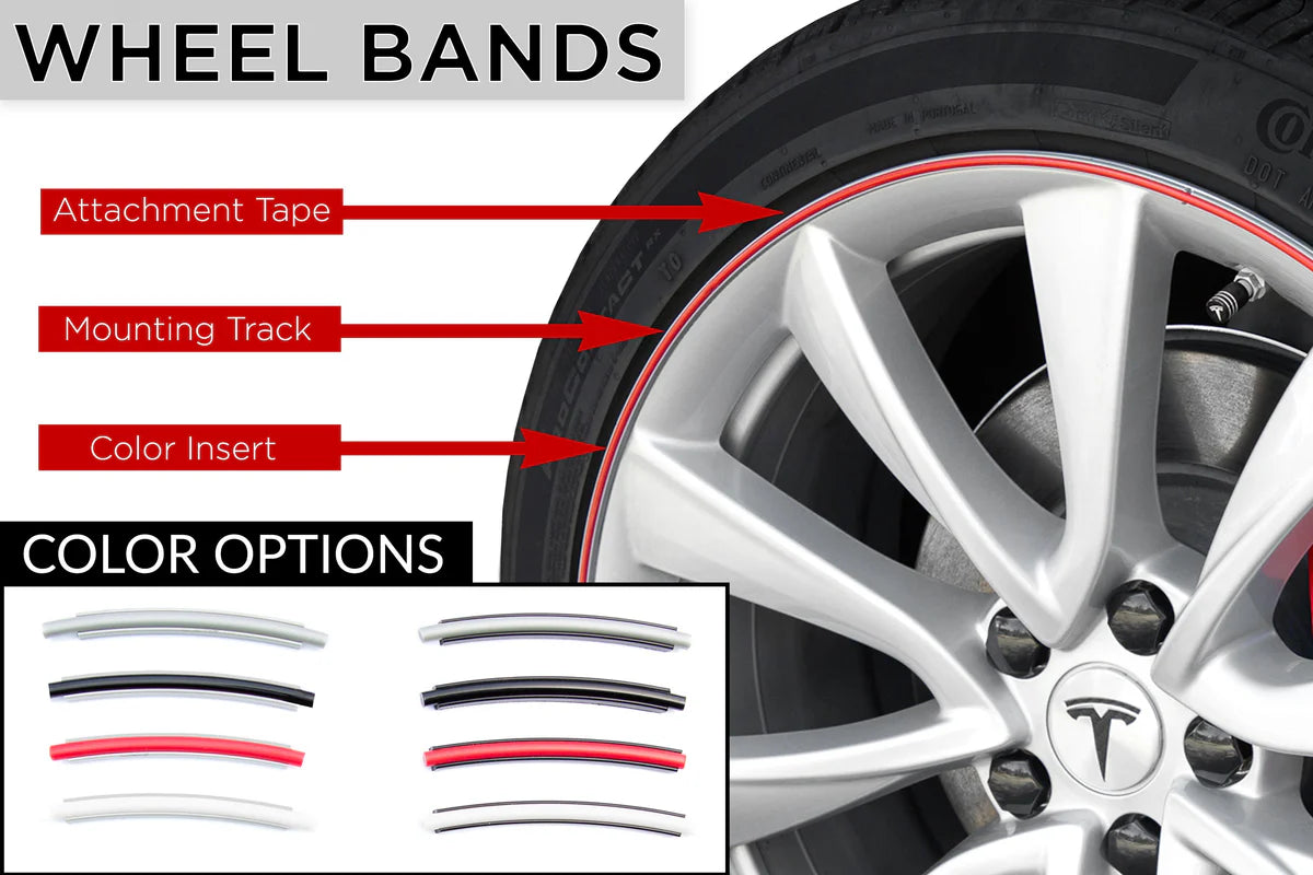 Wheel Bands™ Rim Protection Kit for Tesla Model 3, Model S & Model X (18"–22") – Curb Rash Guard for EV Wheels