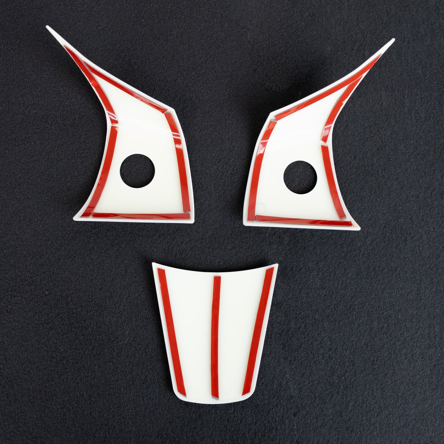 2017–2023 Tesla Model 3 & 2020–2024 Model Y Steering Wheel Overlay Trim (3-Piece Set) – Matte White ABS Interior Cover