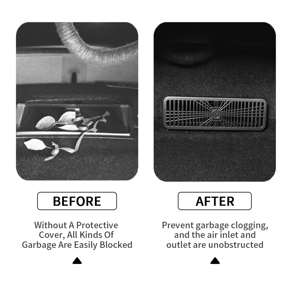 Premium Under-Seat Vent Covers for Tesla Model Y Juniper (2025.03+) – Custom Fit Anti-Drop Gap Blockers for Seat Air Vent Protection | Durable ABS Interior Organizer Accessories (2-Piece Set)
