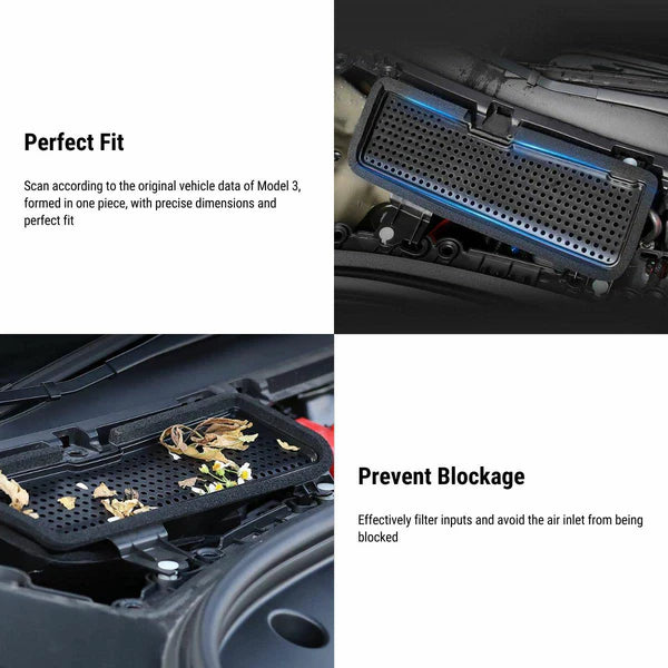 ABS Air Intake Cover & AC Intake Grille Protector for Tesla Model 3 (2021–2023.10) – Anti-Clogging, Waterproof, Easy Install