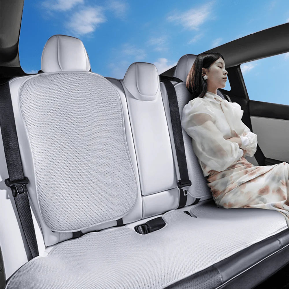 All-Season Ventilated Seat Covers for Tesla Model 3 & Model Y | Breathable Ice Silk Cooling Seat Cushions