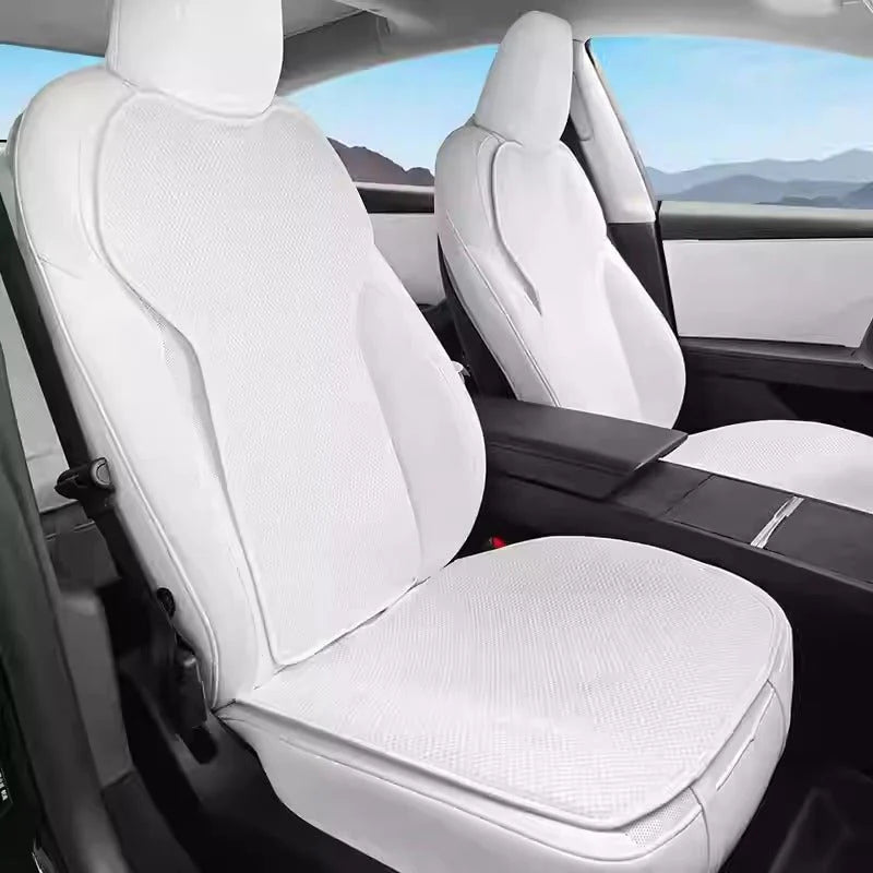 All-Weather Ice Silk Seat Cushion for Tesla Model Y Juniper & Model 3 Highland | Custom Fit, Breathable Cooling Comfort