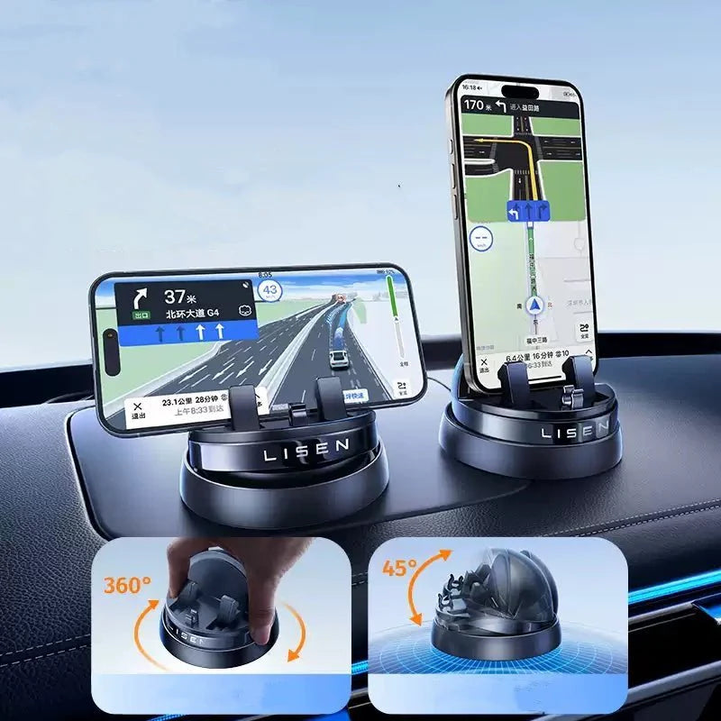 Anti-Slip Phone Holder for Tesla Model 3/Y/S/X & Cybertruck – 360° Rotatable Dashboard Mount, Silicone Clip Pad, No-Residue