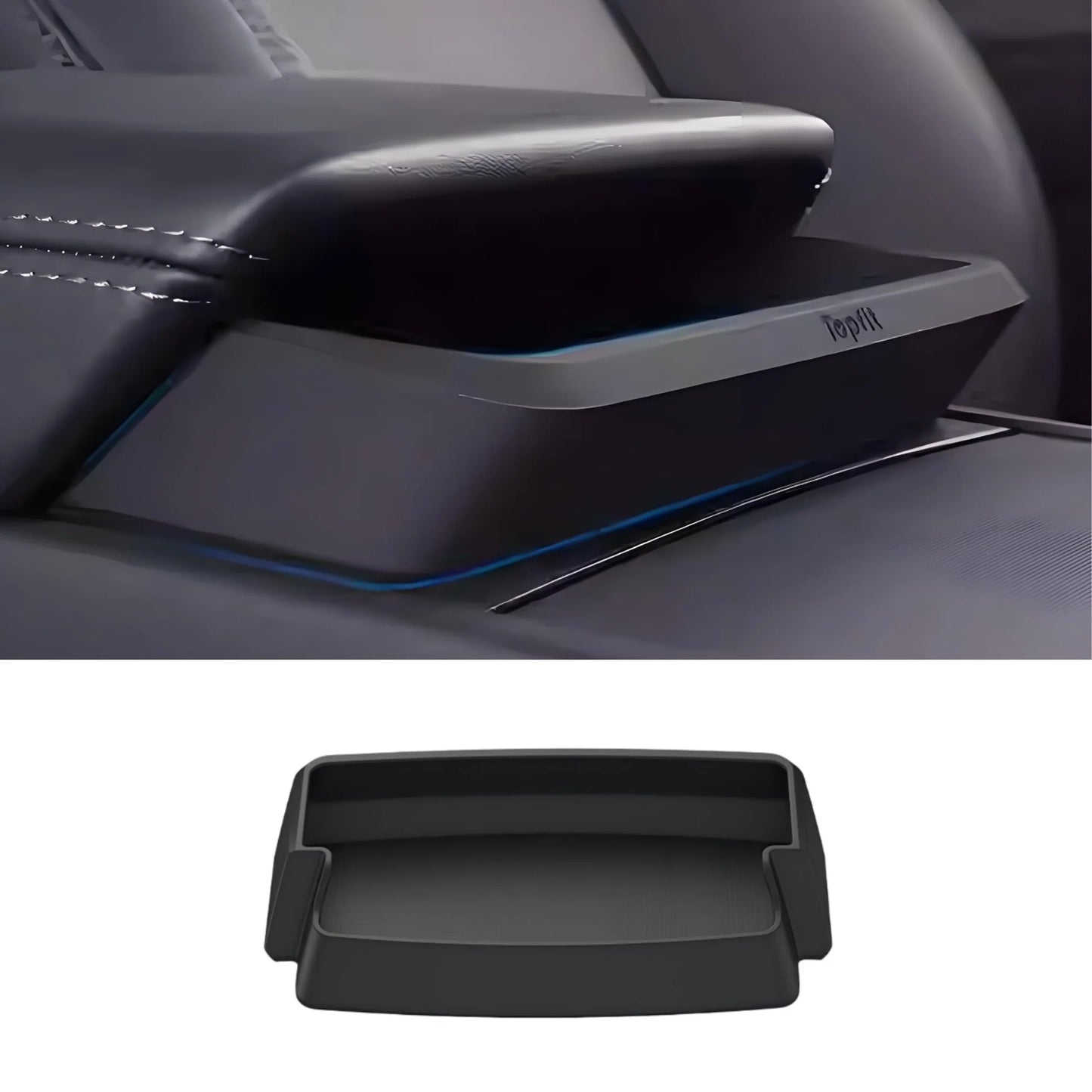 X-Auto Armrest Console Sunglasses Organizer for Tesla Model 3/Y/S/X (2017-Present) – Custom-Fit Silicone Storage Tray for Tesla Model 3 Highland & New Model Y