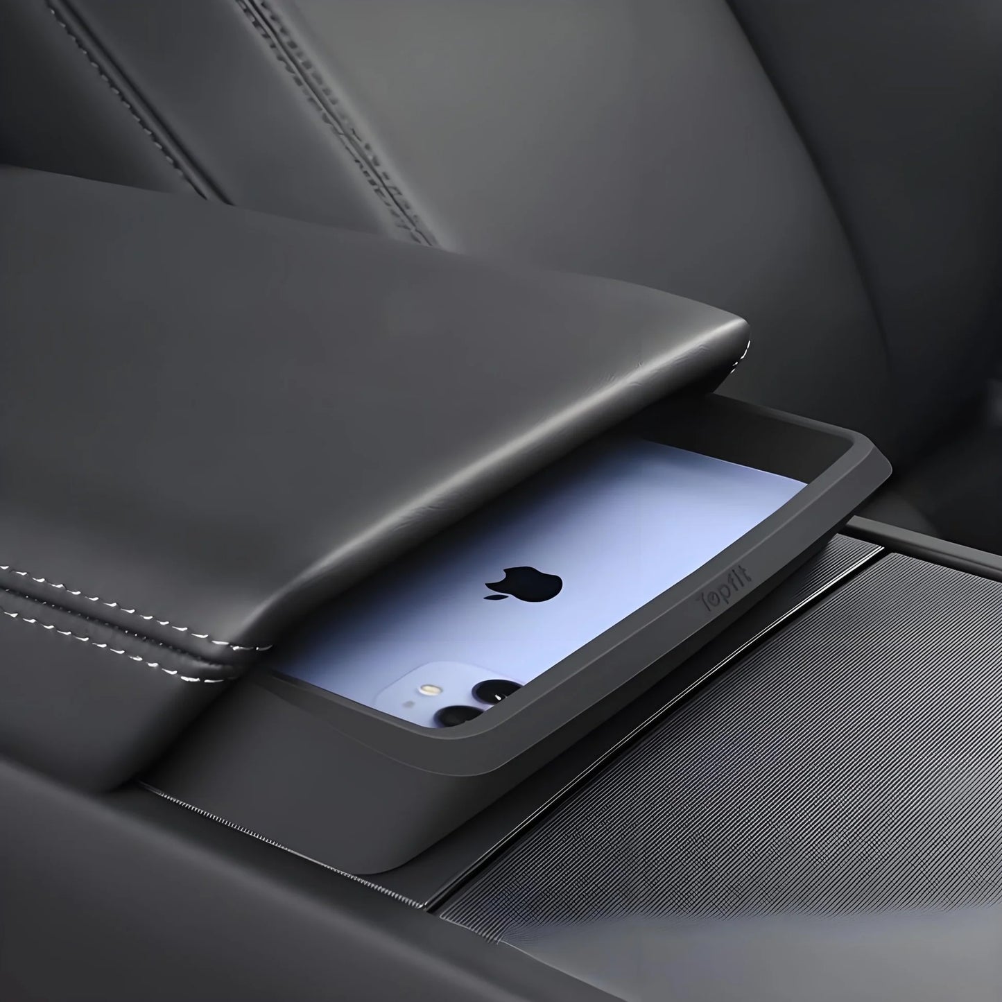 X-Auto Armrest Console Sunglasses Organizer for Tesla Model 3/Y/S/X (2017-Present) – Custom-Fit Silicone Storage Tray for Tesla Model 3 Highland & New Model Y