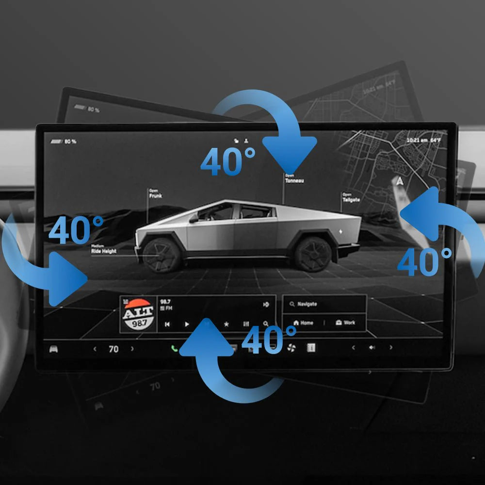 Center Screen Swivel Rotating Mount Kit for Tesla Cybertruck (2024+) | 40° Adjustable Aluminum Display Rotation Bracket
