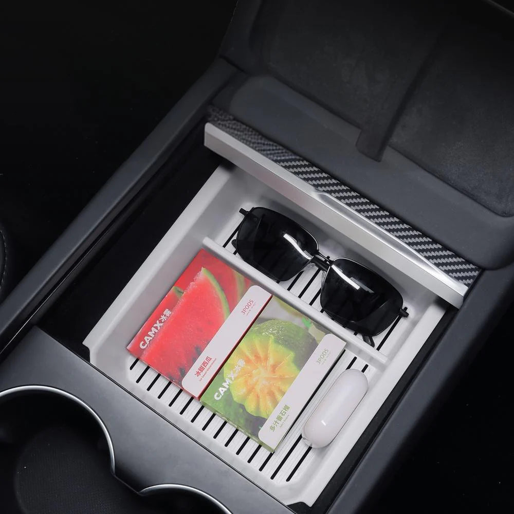 Center Console Storage Box for Tesla Model 3 Highland & Model Y Juniper — Upper, Lower & Armrest Organizer Options