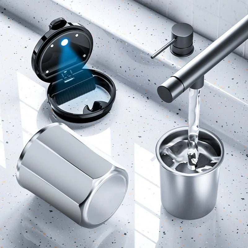 Coffee Mug-Style LED Car Ashtray for Tesla Model 3, Model Y, Model S, Model X Smoke-Proof, Fire-Resistant, Easy-Clean Design