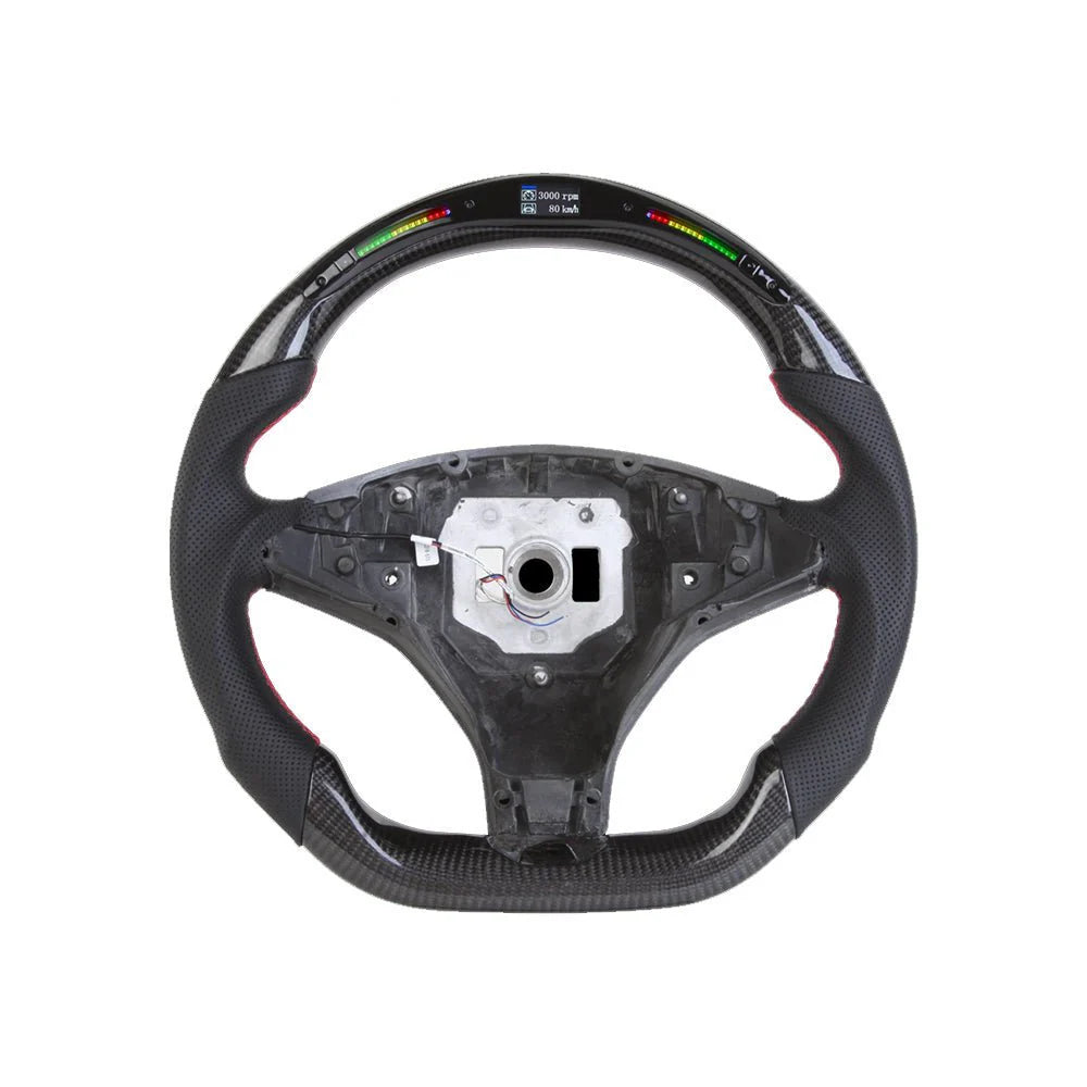 Custom Carbon Fiber & Alcantara Steering Wheel for Tesla Model S Model X 2016-2020 | Gloss or Matte Finish, Black or White Leather