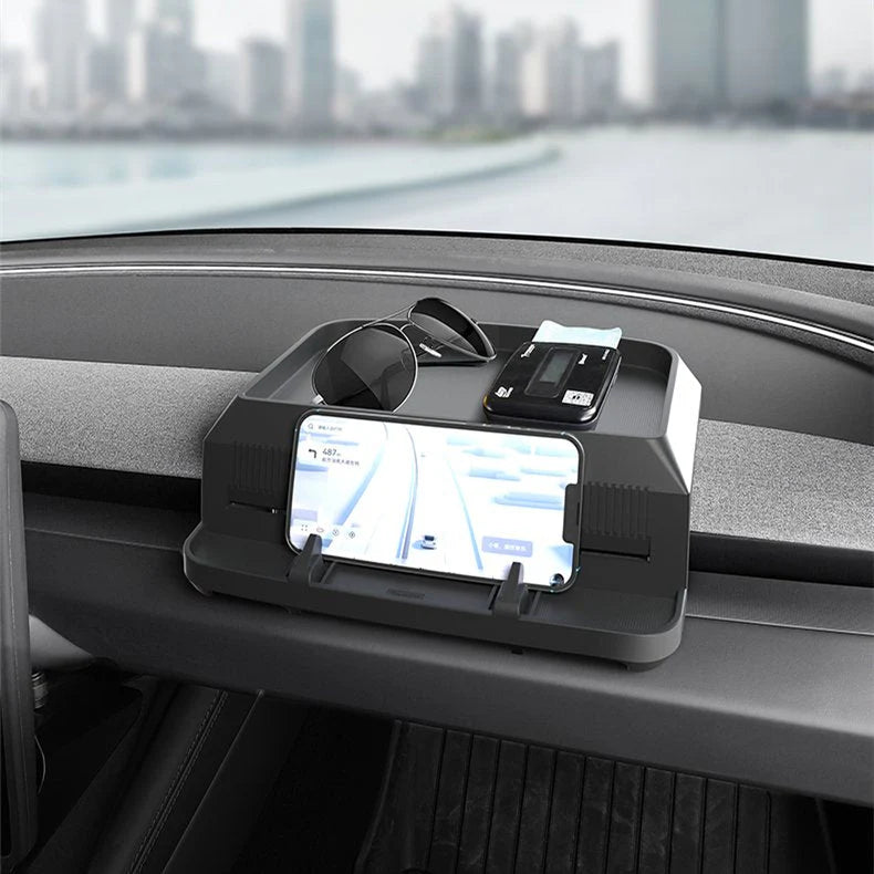 Dashboard Concealed Storage Tray for Tesla Model 3 Highland & Model Y – Hidden Organizer Behind Center Screen