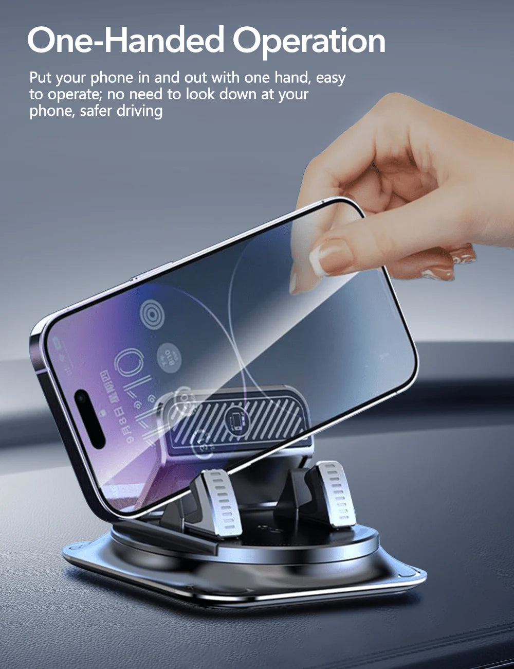 Dashboard Phone Holder Mount for Tesla Model 3 / Model Y / Model S / Model X – 360° Rotatable, Automatic Clamping, Anti-Vibration Car Mount