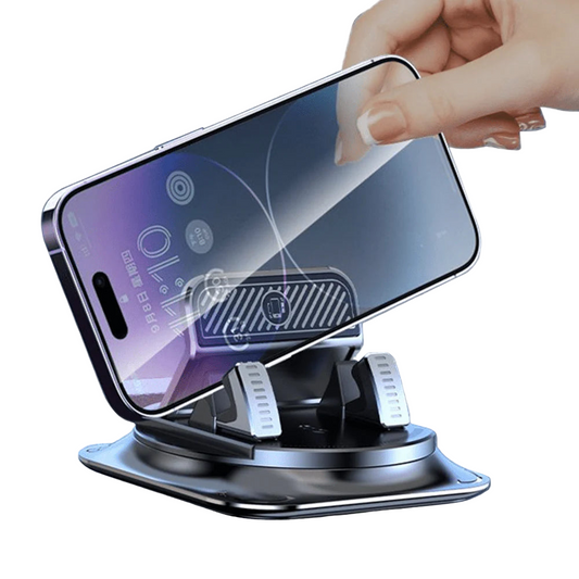 Tesla Dashboard Phone Holder – 360° Rotating Mount with Nano-Gel Suction, One-Hand Clamp, Anti-Shake, Model 3/Y/S/X
