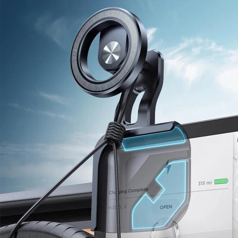 Tesla Model 3/Y Floating Screen Phone Holder, MagSafe-Compatible, 360° Adjustable, Stable ABS & Aluminum