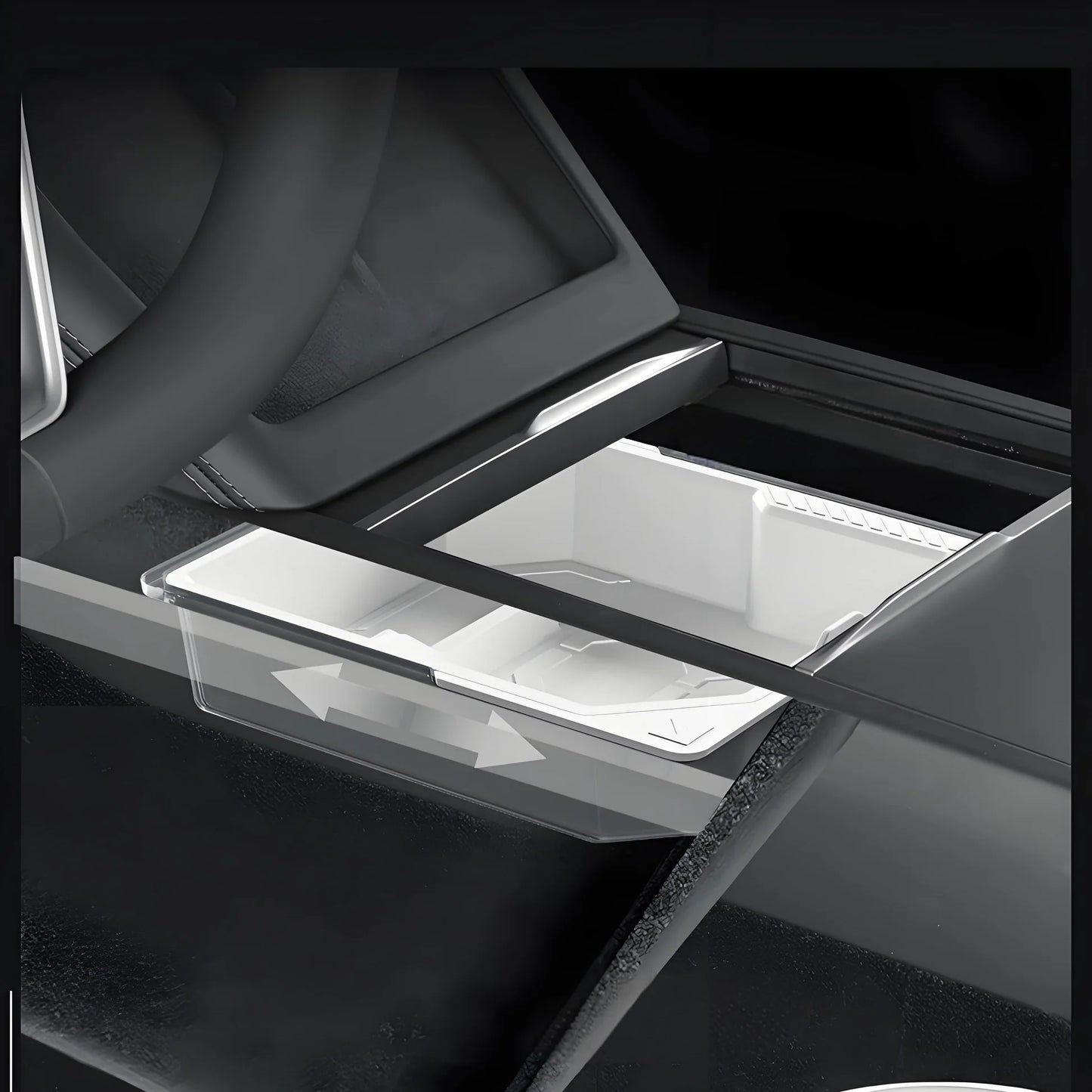 Functional Central Control Storage Box for Tesla Model Y Juniper & Model 3 Highland | Dual-Layer Hidden Organizer (Food-Grade Silicone)