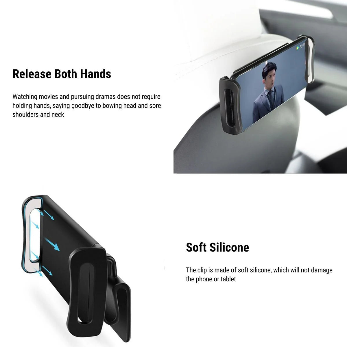 Tesla Model 3/Y Headrest Tablet & Phone Mount – 360° Adjustable Rear Seat Holder | Tesery