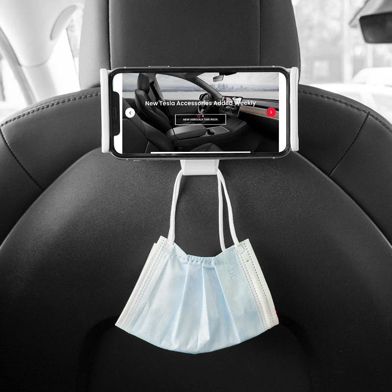 Tesla Model 3/Y Headrest Tablet & Phone Mount – 360° Adjustable Rear Seat Holder | Tesery