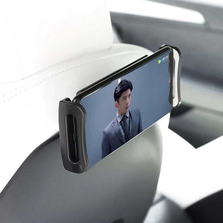 Tesla Model 3/Y Headrest Tablet & Phone Mount – 360° Adjustable Rear Seat Holder | Tesery