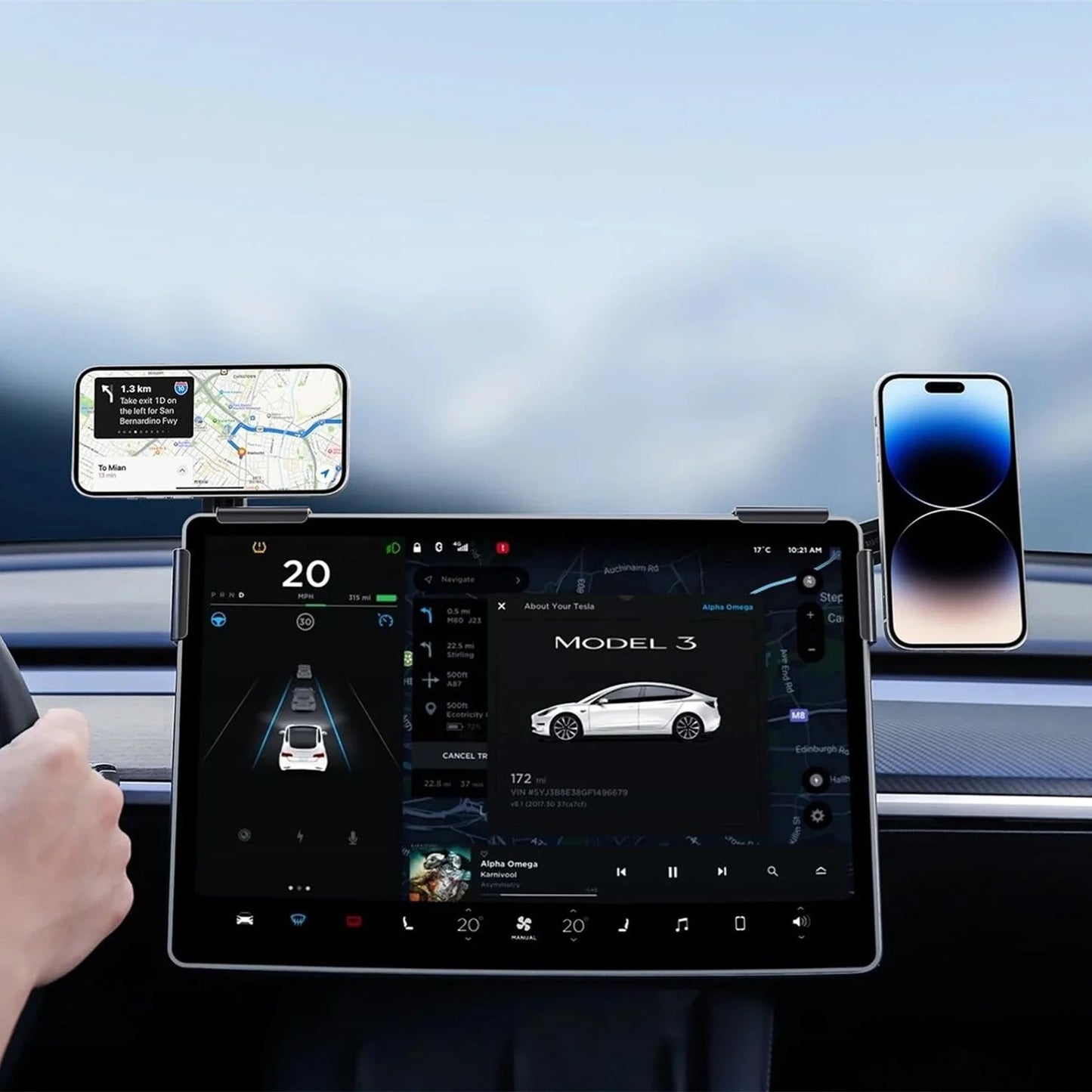 Levitation Magnetic Phone Holder for Tesla Model 3 Highland & Model Y | 15W Fast Wireless Charging Mount