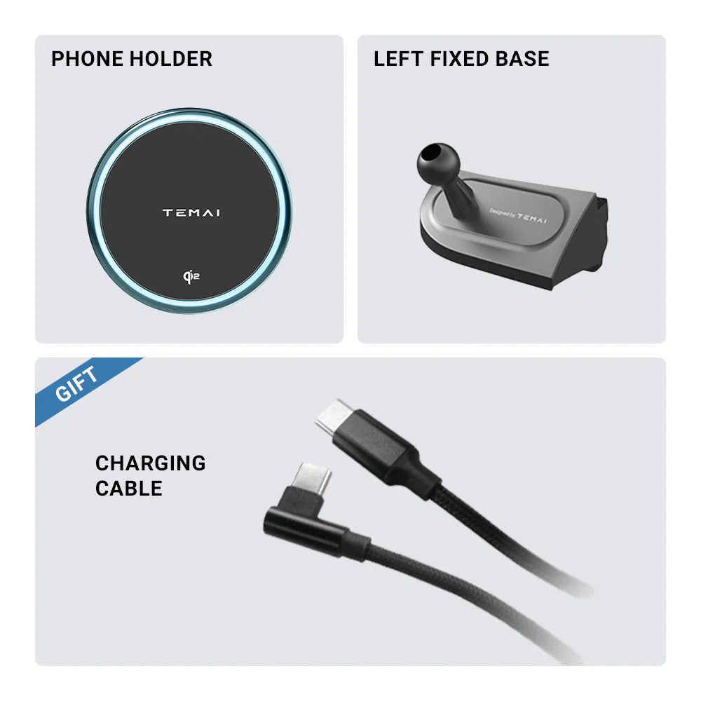 MagSafe Phone Mount for Tesla Model 3 / Model Y – 15W Fast Wireless Charger with Strong Magnetic Hold & LED Ring Light