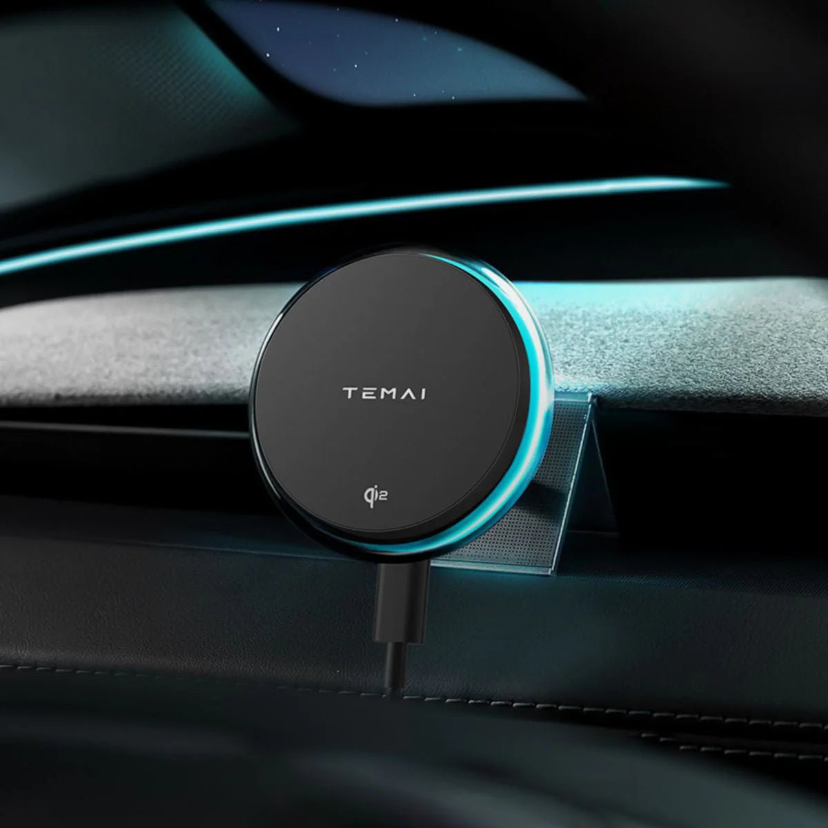 MagSafe Phone Mount for Tesla Model 3 / Model Y – 15W Fast Wireless Charger with Strong Magnetic Hold & LED Ring Light