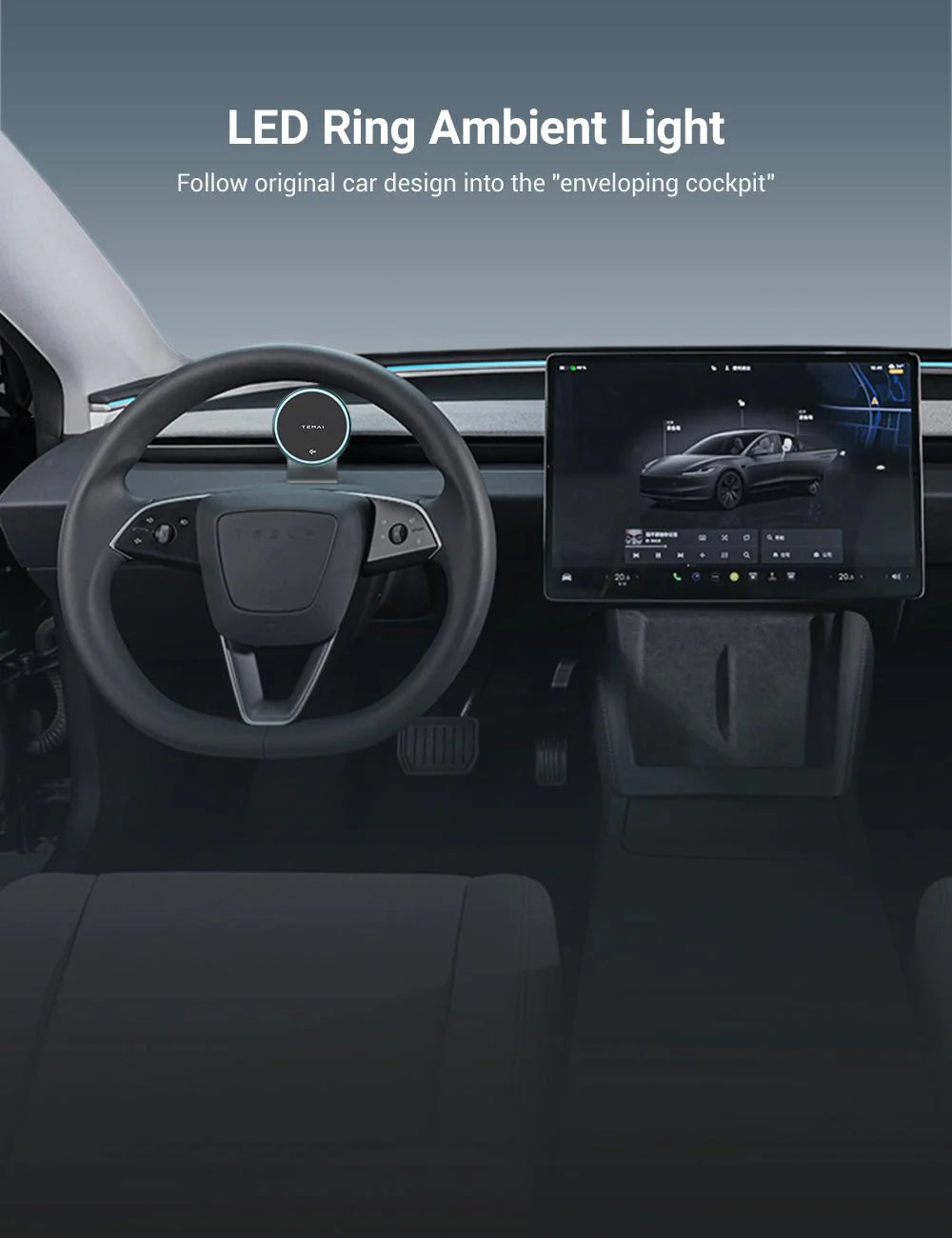MagSafe Phone Mount for Tesla Model 3 / Model Y – 15W Fast Wireless Charger with Strong Magnetic Hold & LED Ring Light