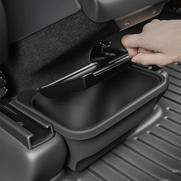 Rear Center Console Organizer for Tesla Model Y Juniper (Custom-Fit ABS | Magnetic Flip-Cover | Gap-Filling Design)