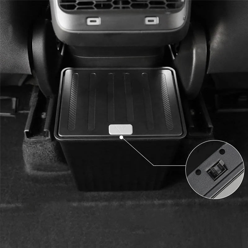Rear Center Console Organizer for Tesla Model Y (2020–2024) | TPE Storage Box with Anti-Slip Lid