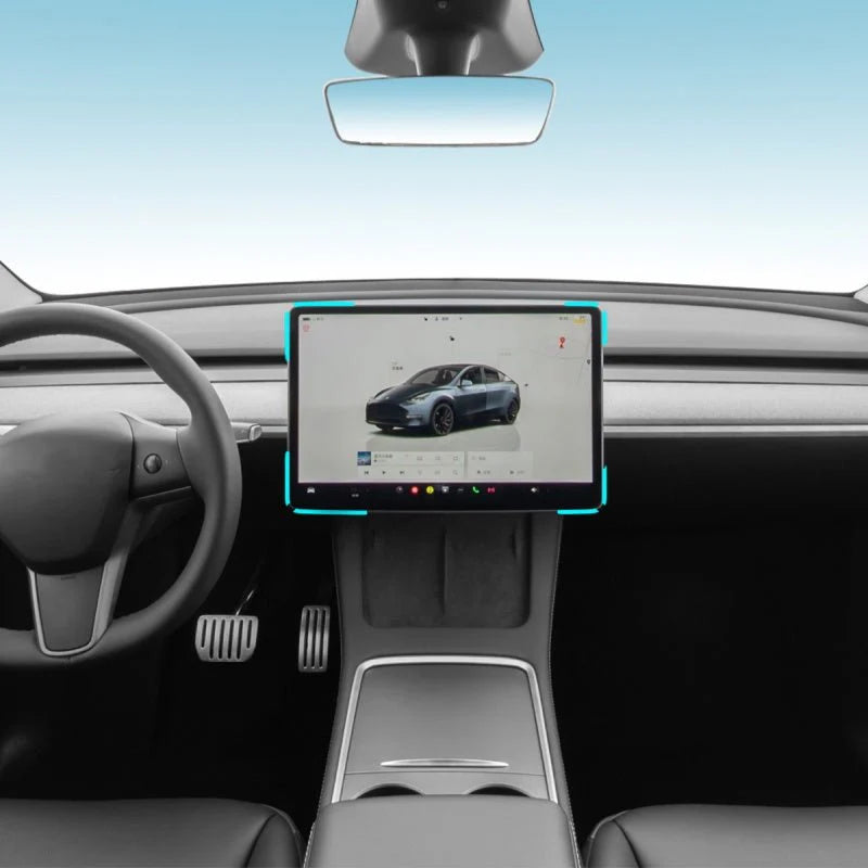 Screen Cutout Protective Decorative Cover for Tesla Model 3 & Model Y (Non-Adhesive, Transparent PC)