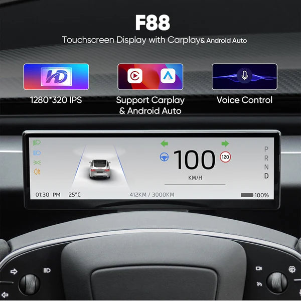 8.8-Inch Touch Screen Instrument Cluster Dashboard Display for Tesla Model 3 Highland (2024+) & Model Y Juniper (2025+) | IPS HD Screen | Wireless CarPlay & Android Auto | Plug & Play Installation