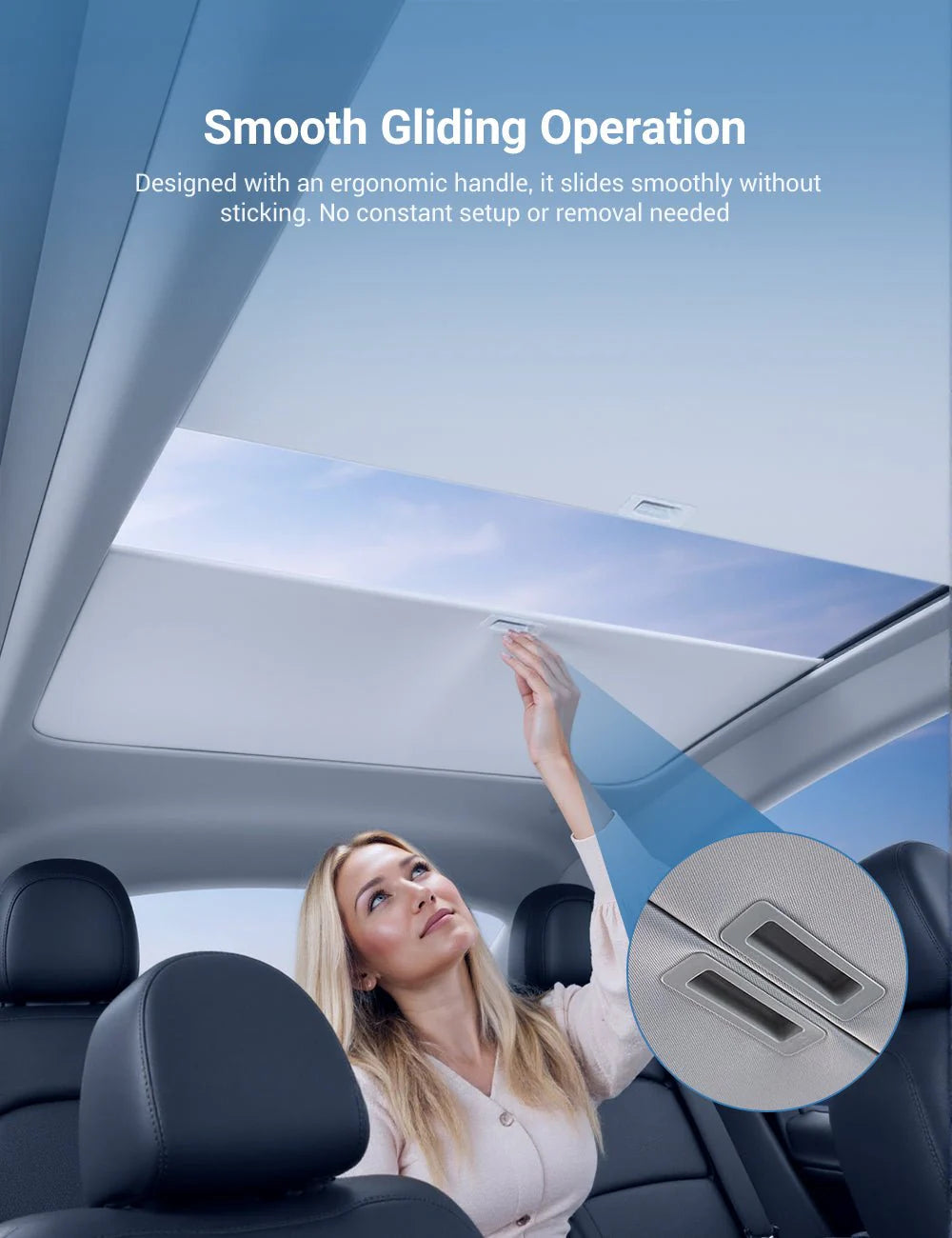 Retractable Glass Roof Sunshade for Tesla Model Y Juniper (UPF50+ Heat & UV Protection)
