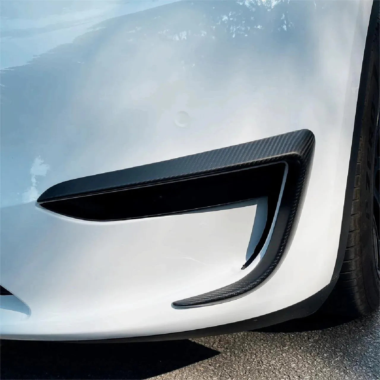 Real Carbon Fiber Fog Light Trim for Tesla Model 3 & Model Y (2017–2024) | Glossy / Matte Exterior Upgrade