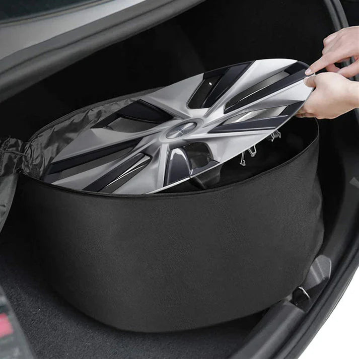 18” & 19” Wheel Cover Storage Bag for Tesla Model 3/Y (2017–Present) – Waterproof Hub Cap Carrying Case with 4 Compartments & Handle