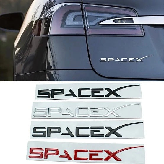 3D Metal SpaceX Emblem Trunk Badge for Tesla Model 3/Y/S/X – Premium Rear Letter Sticker with Strong 3M Adhesive