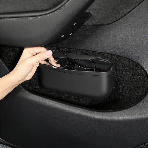 Backseat Silicone Storage Box for Tesla Model 3 & Model Y – Multifunctional Flocked Organizer with Secure Velcro Design