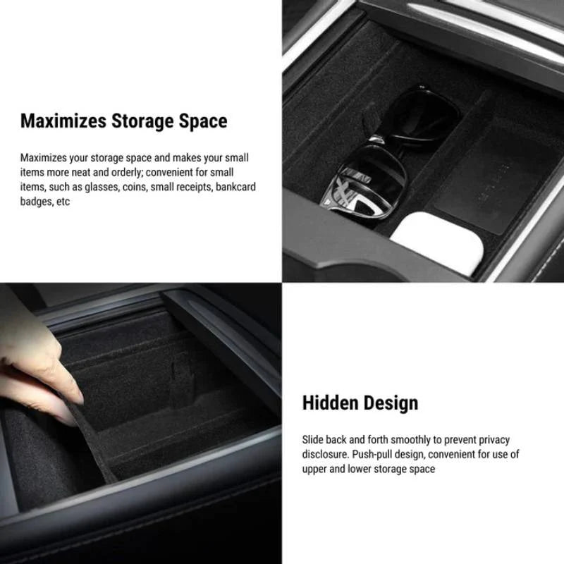 X-Auto Center Console Organizer Tray with Sunglass Holder for Tesla Model 3 (2021–2023.10) & Model Y (2020–Present)