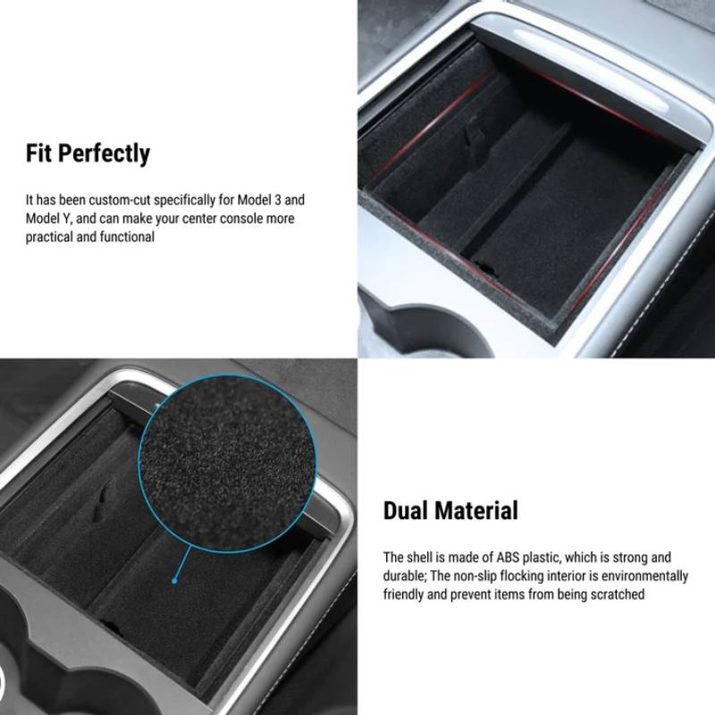 X-Auto Center Console Organizer Tray with Sunglass Holder for Tesla Model 3 (2021–2023.10) & Model Y (2020–Present)