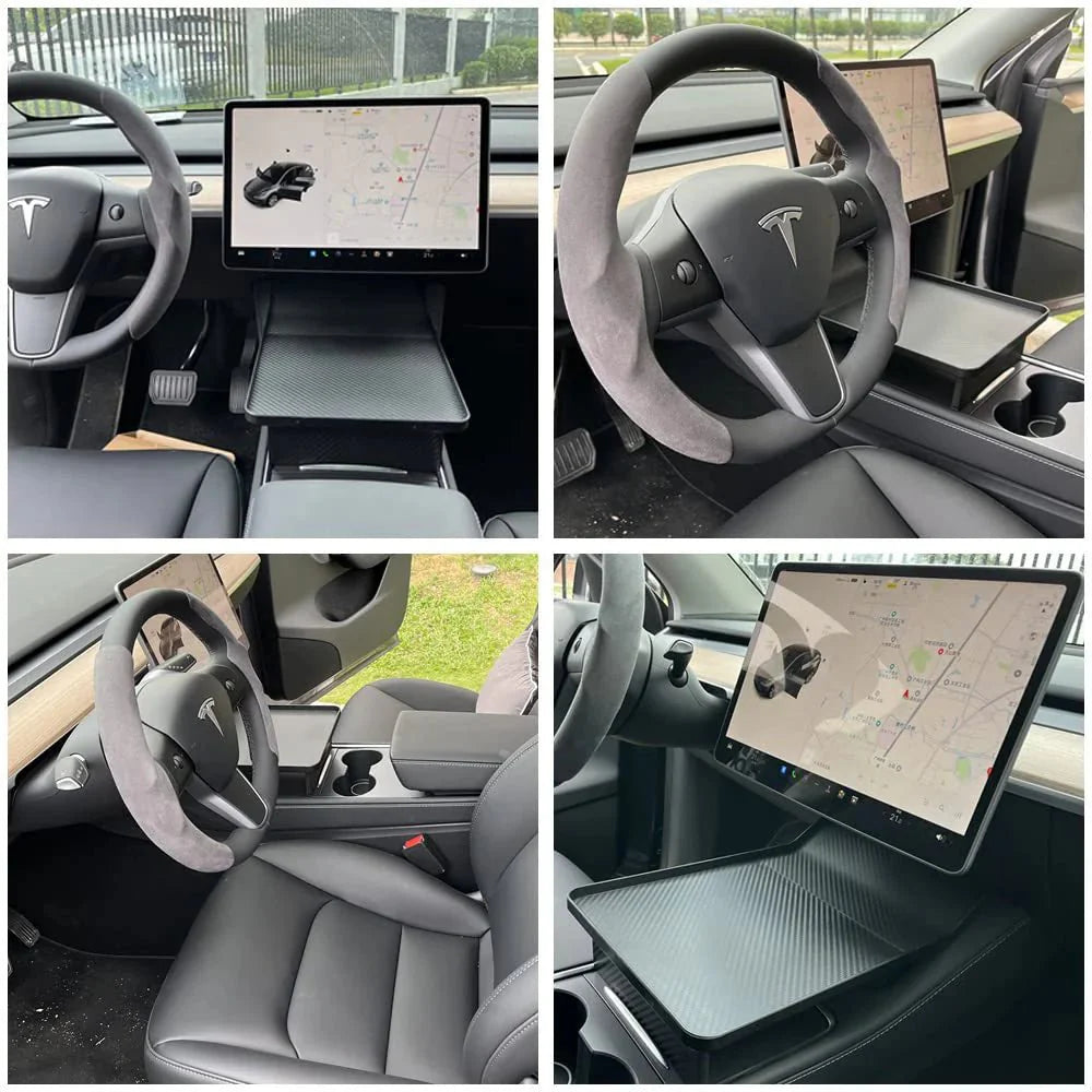 X-Auto Center Console Tray Table for Tesla Model 3 (2017–2023.10) & Model Y (2020–Present) — Multifunctional Food Desk, Portable Car Table & Storage Organizer