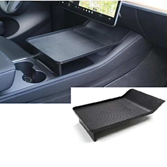X-Auto Center Console Tray Table for Tesla Model 3 (2017–2023.10) & Model Y (2020–Present) — Multifunctional Food Desk, Portable Car Table & Storage Organizer