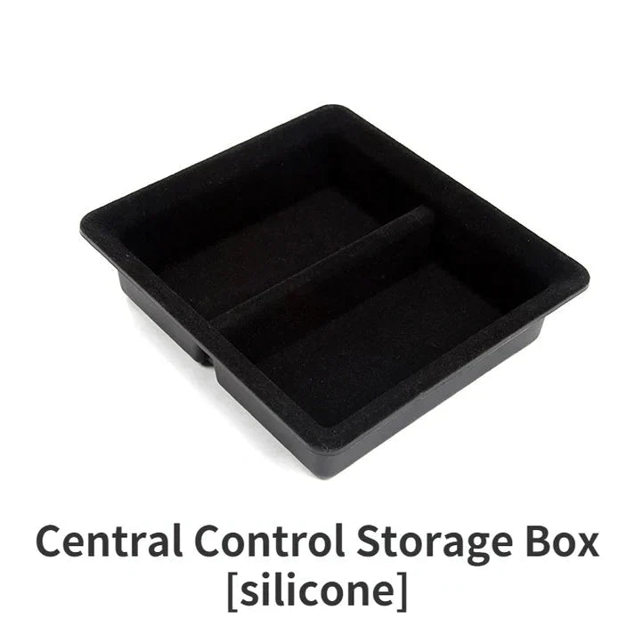 X-Auto Central Control Storage Box for Tesla Model 3 (2021–2023.10) & Model Y (2020–Present) | Hidden Sliding Console Organizer Tray | Flocking, Silicone, or Carbon Fiber Finish